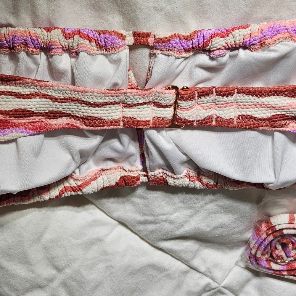 Shade & Shore Women's Bikini Top Large Pink Adjustable Bandeau Bikini Top NWOT - Picture 2 of 5
